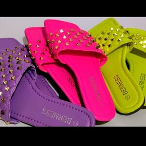 Fashion Nova Pixley Flat Neon Sandals - 3 Pairs - Size 6 - New